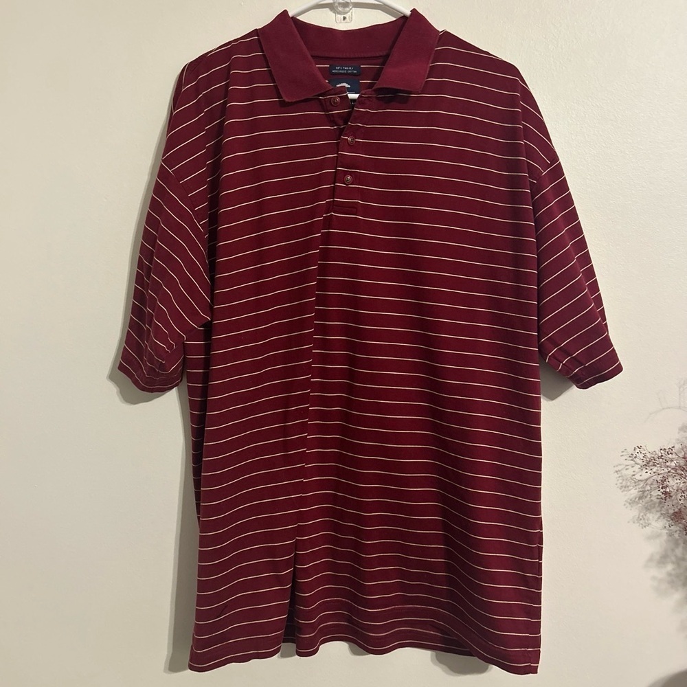 Pebble Beach Maroon Striped Polo Shirt